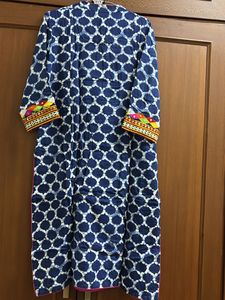 Indigo Kurta With Mirror Work