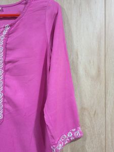 Pink Embroidered Kurti