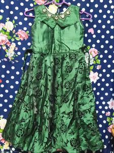Emerald Green Floral Party Dress