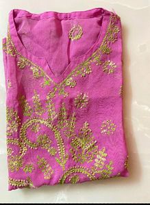 Chikankari Pink Tunic Top