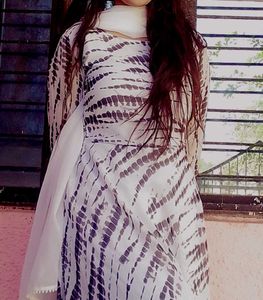 Black &amp; White Anarkali Suit