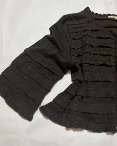 Brown open-knit cropped Cardigan