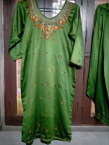 Green Embroidered Kurta Set