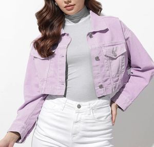 Lilac Cropped Denim Jacket
