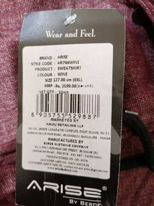 Arise Burgundy Hooded Casual Jacket, 4XL Size