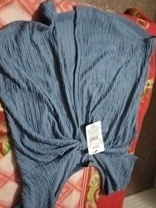 Blue Shein Top with Tie Detail
