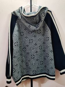 men&#39;s premium imported Blue Logo Wool Hooded jacke