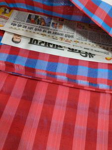 Checkered Embroidered Saree