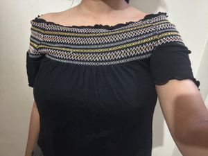 Western Black Viscose Regular Fit Top