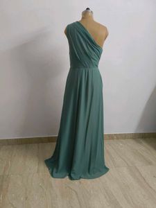 Elegant Sage Green One-Shoulder Gown