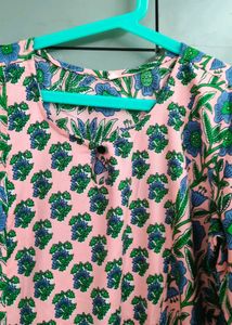 Floral Print Pink Ethnic Kurta