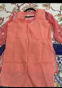 Pinkish Peach Embroidered Kurta Set