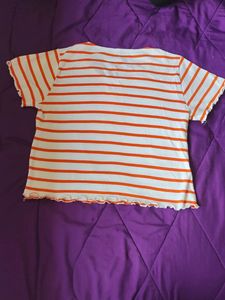 Summer Vibed Orange White Striped Top