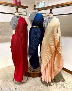 Crushed Saree Attached With Blouse