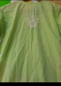 Green Chikankari Kurti