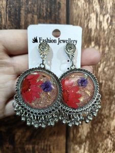 Floral Resin Dangle Earrings