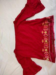 Red Embroidered Top (Size M)