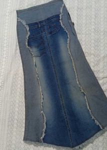 Vintage Long Denim High Waist Skirt