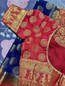 Elegant Red &amp; Blue Saree