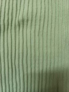 Green Ribbed Knit Polo Top