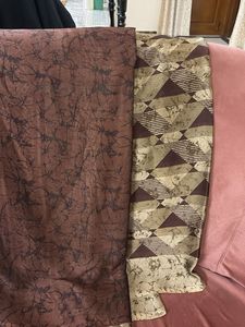 Brown Geometric Print Saree