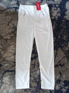 White Slip-on Slim Fit Jeggings for Women