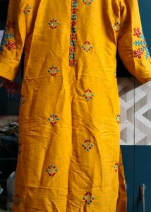 Embroidered Mustard Kurti