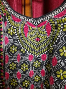 Black cotton kurta with kathastich design