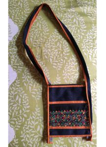 Embroidered Tribal Print Denim Sling Bag