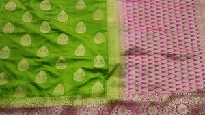 Lovely Parrot Green And Pink Colour Saree