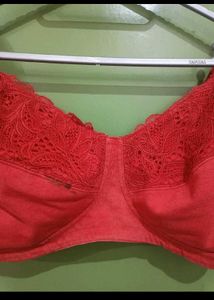 Red Lace Trim Bra
