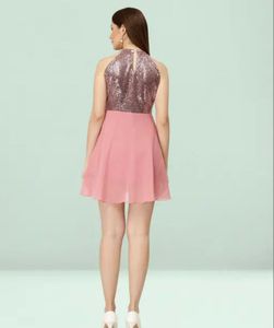 🌷🌙beautiful pink spearkly mini party wear dress�