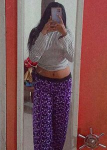 Purple Polka Dot Printed Trouser