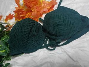 148.Green Halter Bikini Top 34B