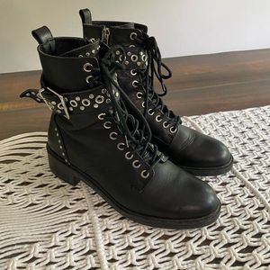 SALE!!! BLACK STUDDED BUCKLE BOOTS FOR SALE