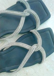 Rhinestone Strap Square Toe Sandals