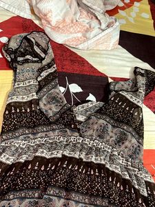 Korean V Neck Fit And Flare Ruffle Frock