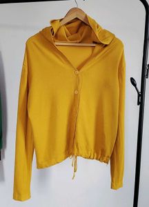 Mustard Button-Down Hoodie