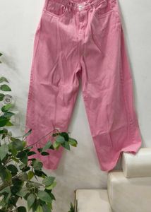 Pink Wide Leg Jeans