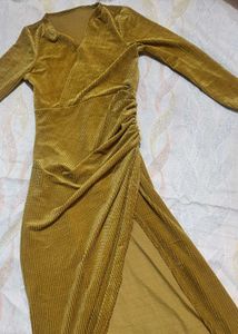 Turn Heads in Our Mustard Velvet Bodycon Dress.