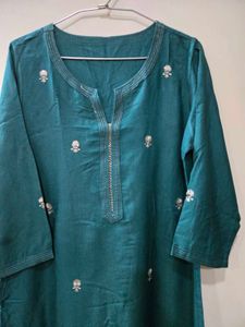 Embroidered Teal Kurta