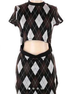Argyle Cutout Mini Dress