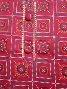 Maroon Printed Dress Material