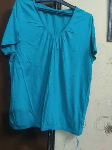 Teal V-Neck Top
