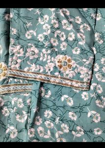 Floral Design Neck &amp; Sleeve Embroidery Work Kurti