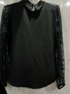 Black Sheer Sleeve Top