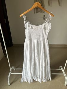 Swiss Dot Corset Ruffled Sleeveless Midi Dress
