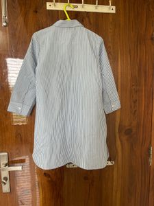Striped Embroidered Shirt Dress
