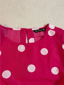 dressberry women pretty pink polka dotted top