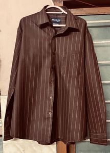 UNISEX Striped Brown Shirt